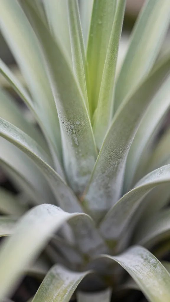 closeup of mildew spots on tillandsia trichomes