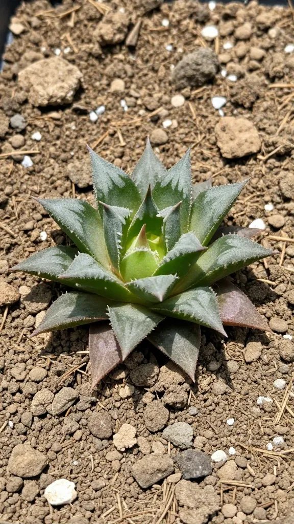 single haworthia in bone-dry, fast-draining substrate