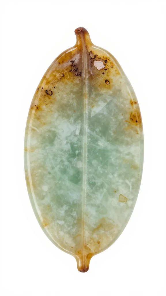 single jade leaf with collapse and earthy-sour discoloration