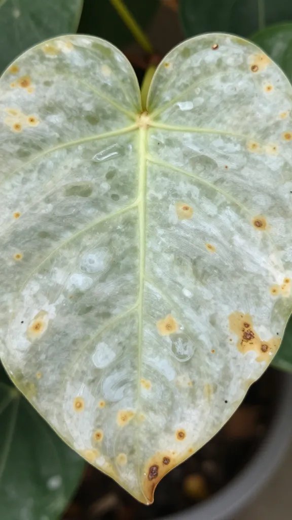 closeup of translucent overwatered jade leaf with rot spots