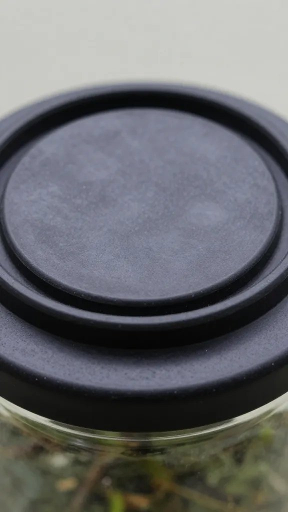 tight shot of terrarium lid with rubber seal