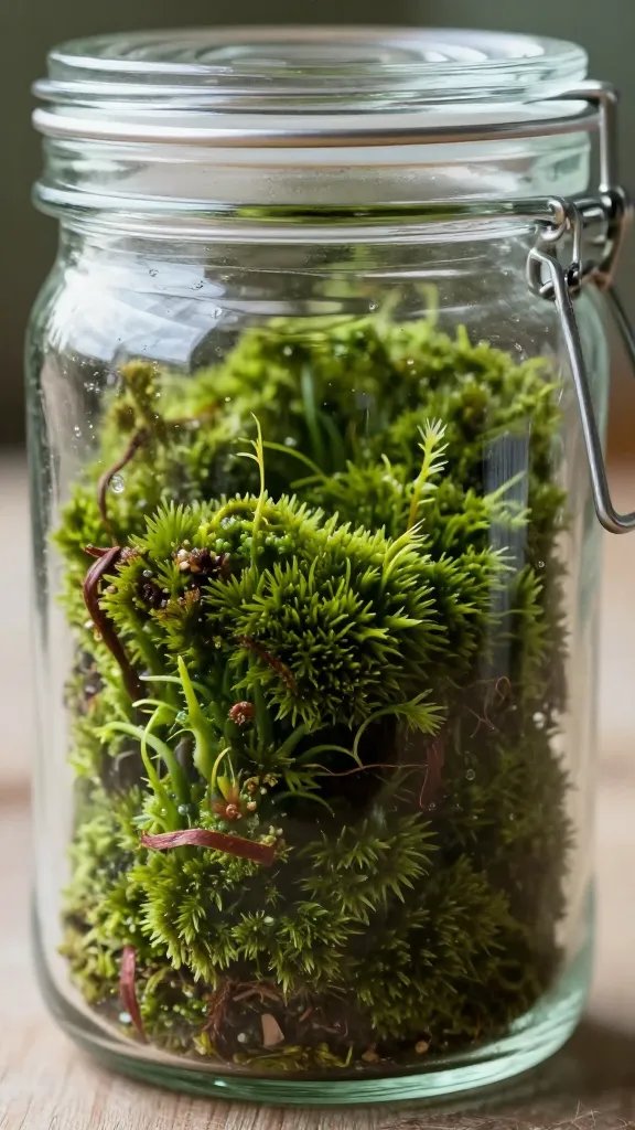 macro new moss sporophyte in closed jar