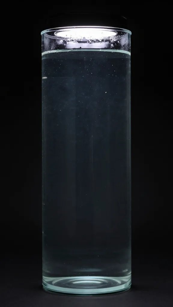 tall cylindrical terrarium with condensation line near top