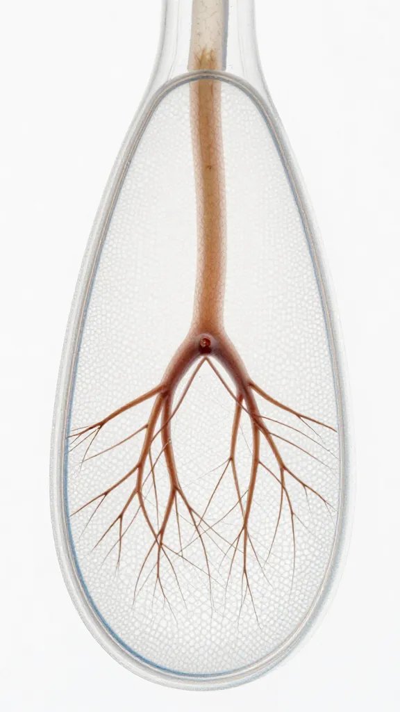detailed shot of root tip hovering over mesh layer
