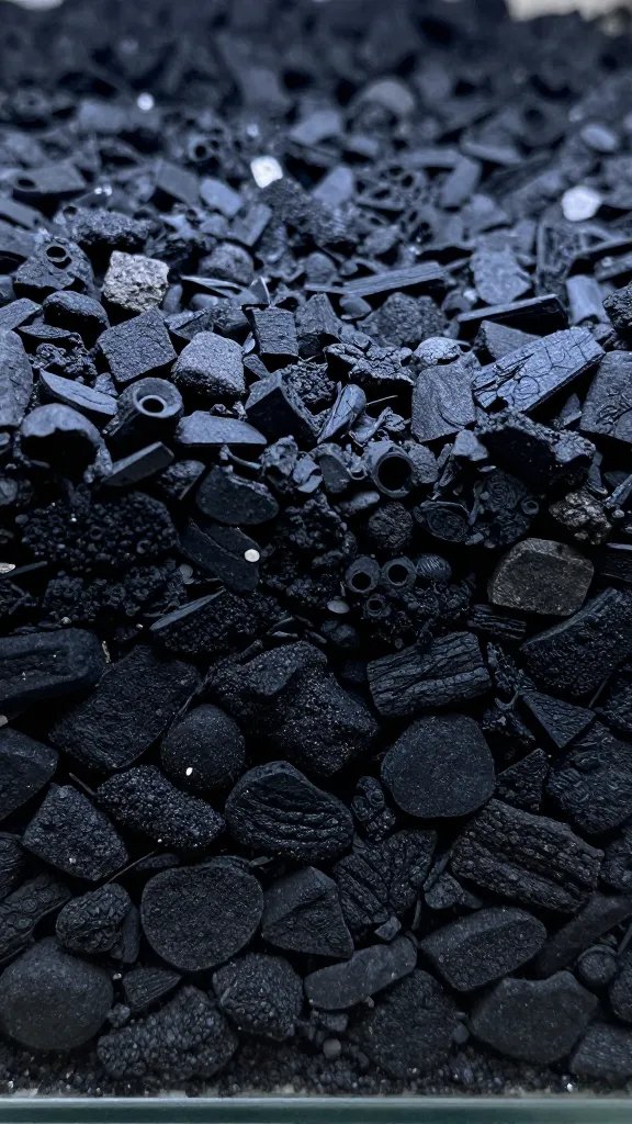 closeup of terrarium drainage layer with charcoal layer