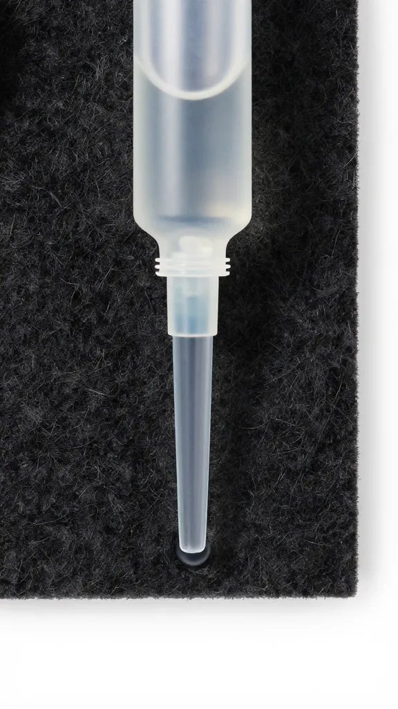 closeup of nutrient solution dripper on felt panel