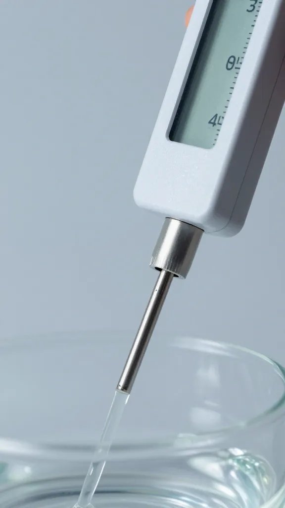 pH meter probe dipping into nutrient solution