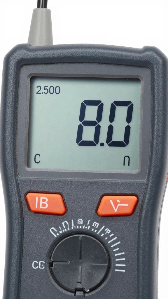 EC meter reading on handheld tester, closeup
