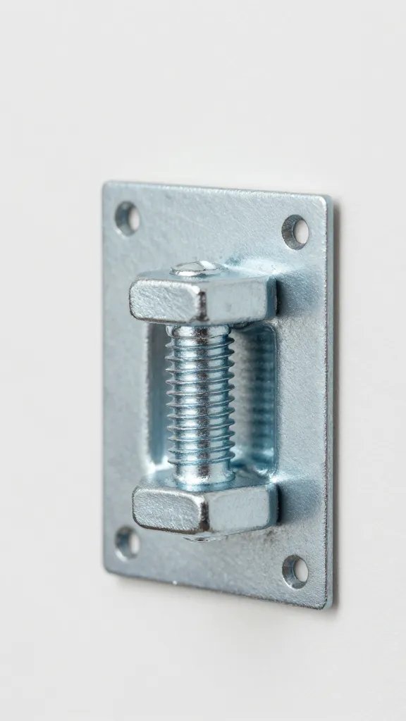 stainless lag bolt anchored into wall stud, close detail