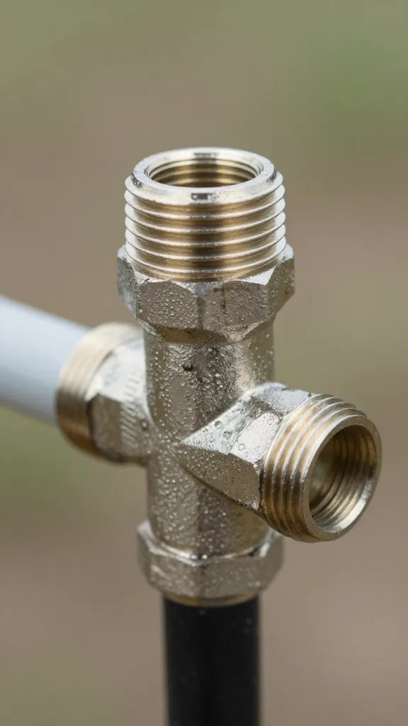 irrigation barb tee fitting inserted into 1/4-inch tubing