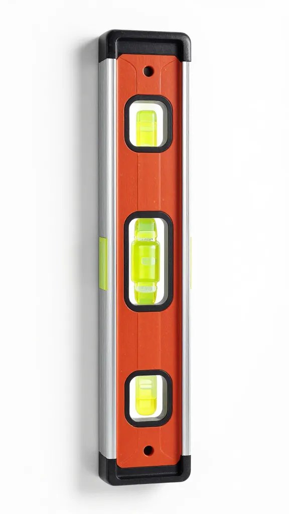 bubble level on frame edge showing perfect plumb