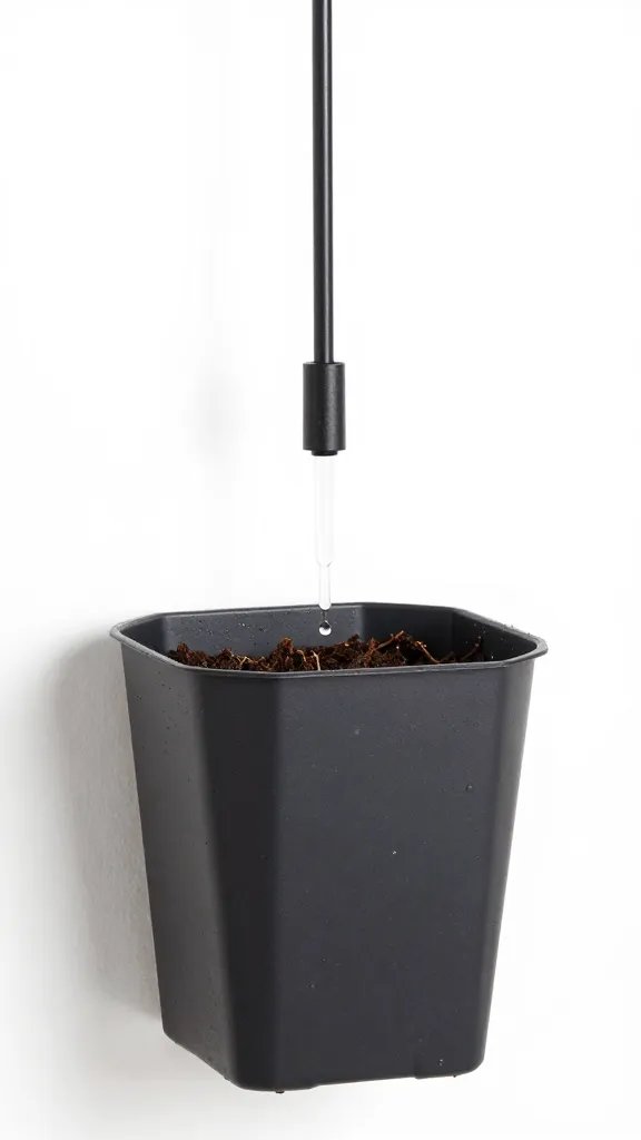 single drip emitter overwatering a wall planter pocket