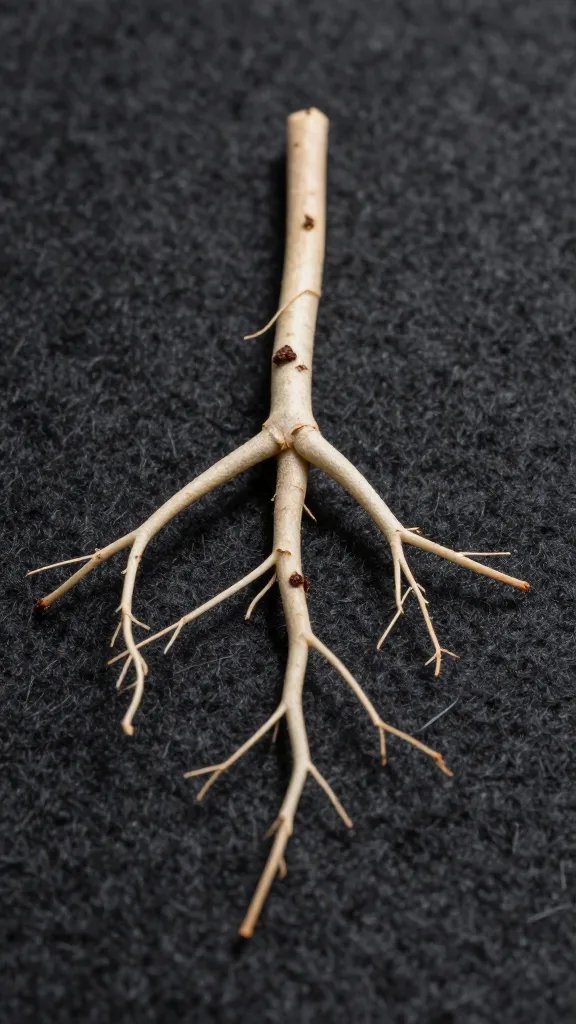 single plant root mat gripping synthetic felt, macro