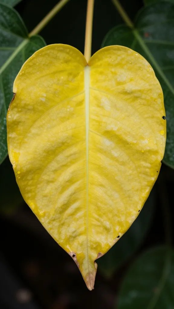 single yellowed pothos leaf with crispy edges