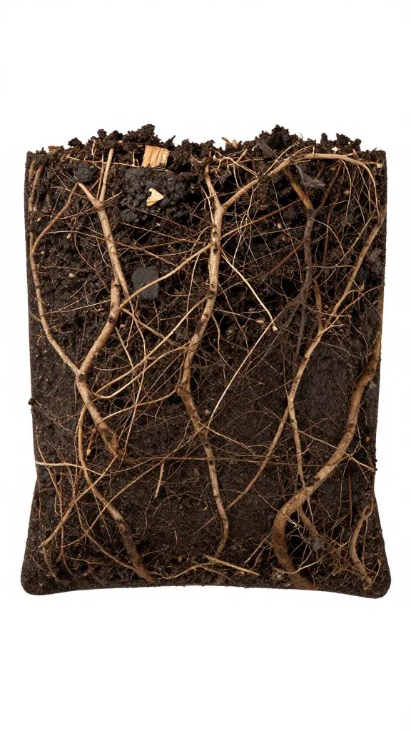 bottom planting pocket showing soggy, rotting roots
