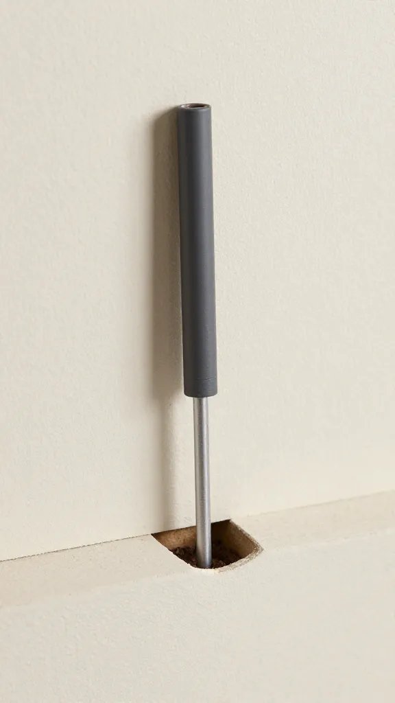 moisture meter probe inserted in living wall pocket