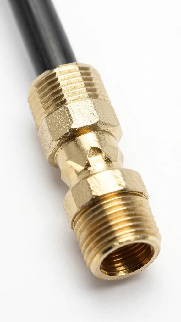 barbed tee connector on 1/4-inch drip tubing closeup