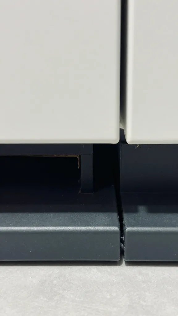 ventilation gap at base of living wall frame, macro