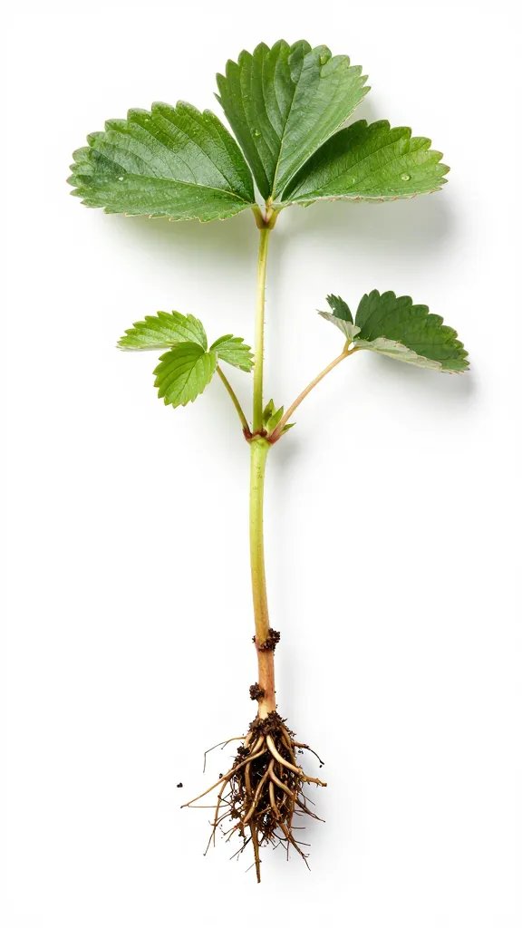 Rooted strawberry runner plug ready for replanting