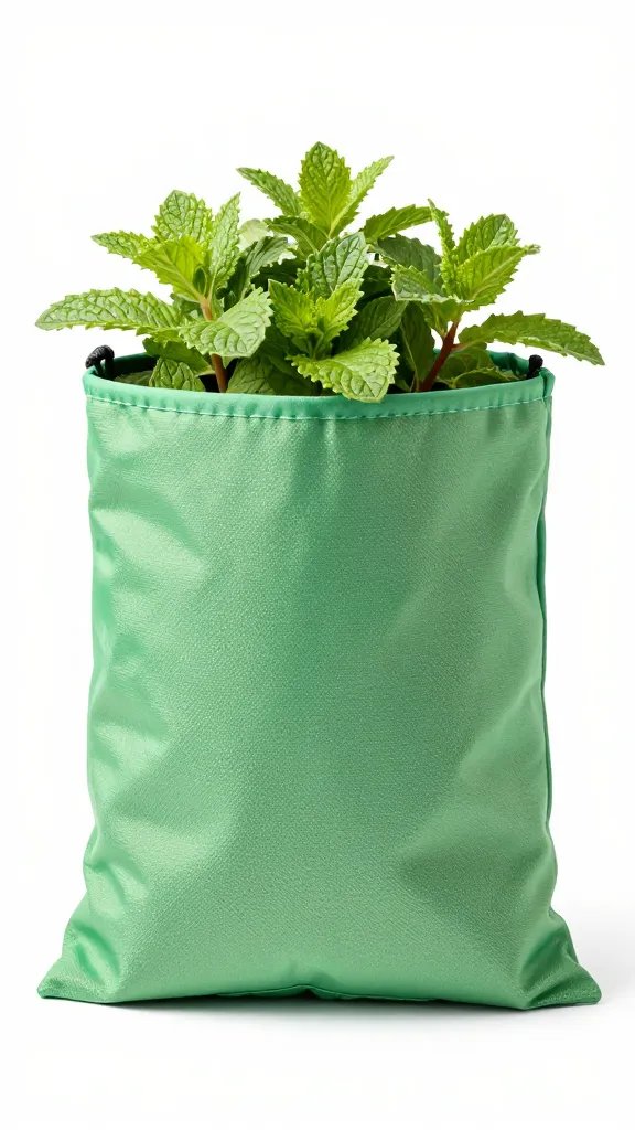 mint runner in insulated fabric grow bag