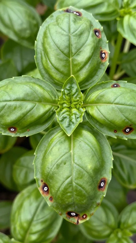 closeup of basil leaf edges scorched by heat
