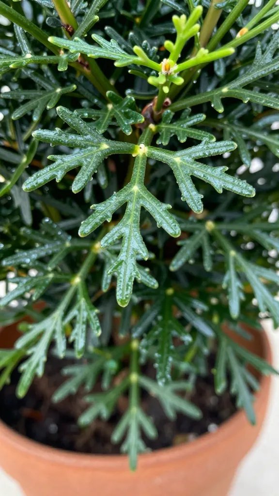 closeup of potted evergreen viburnum leaves, glossy texture