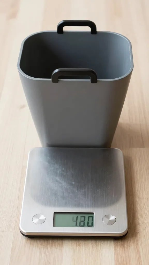 single digital luggage scale weighing a filled planter handle