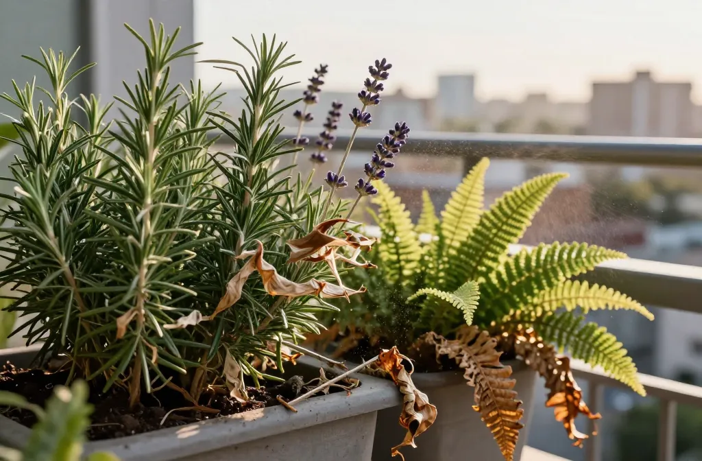 Why Balcony Wind Kills Plants That Should Survive — Transpiration, Desiccation and Container Drying