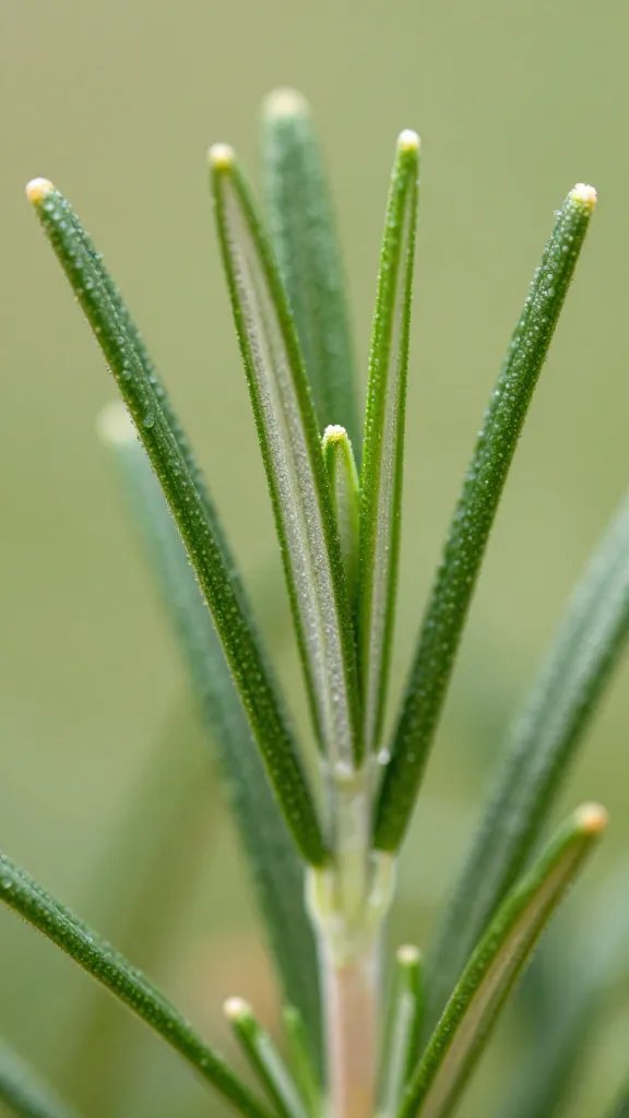 macro of rosemary leaf with desiccated brown tips