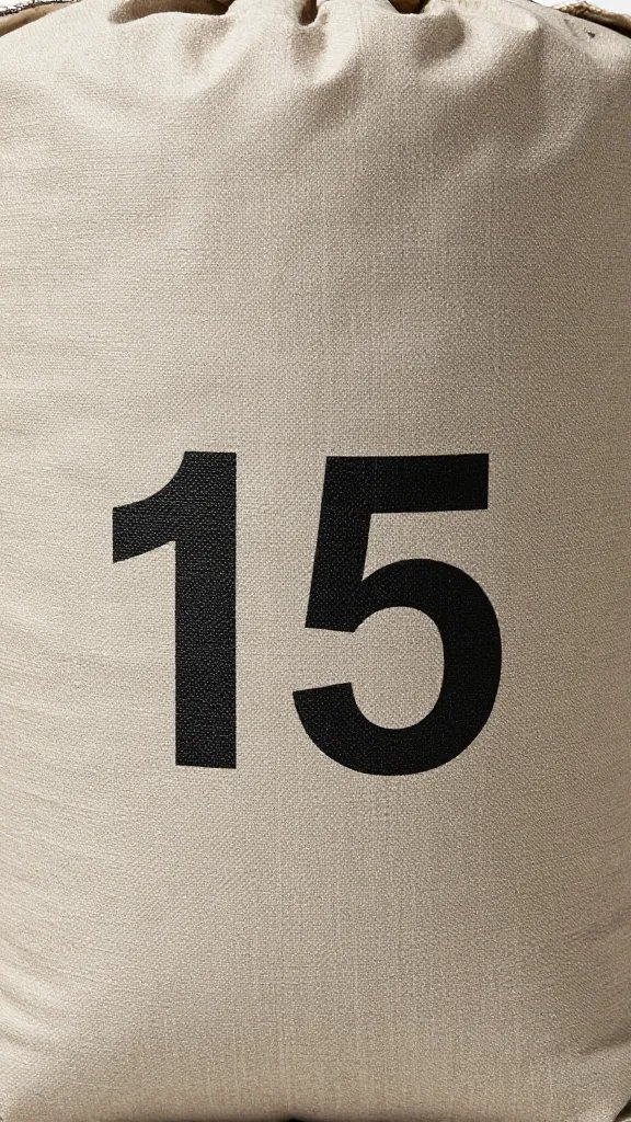 closeup of fabric grow bag labeled 15 gallons