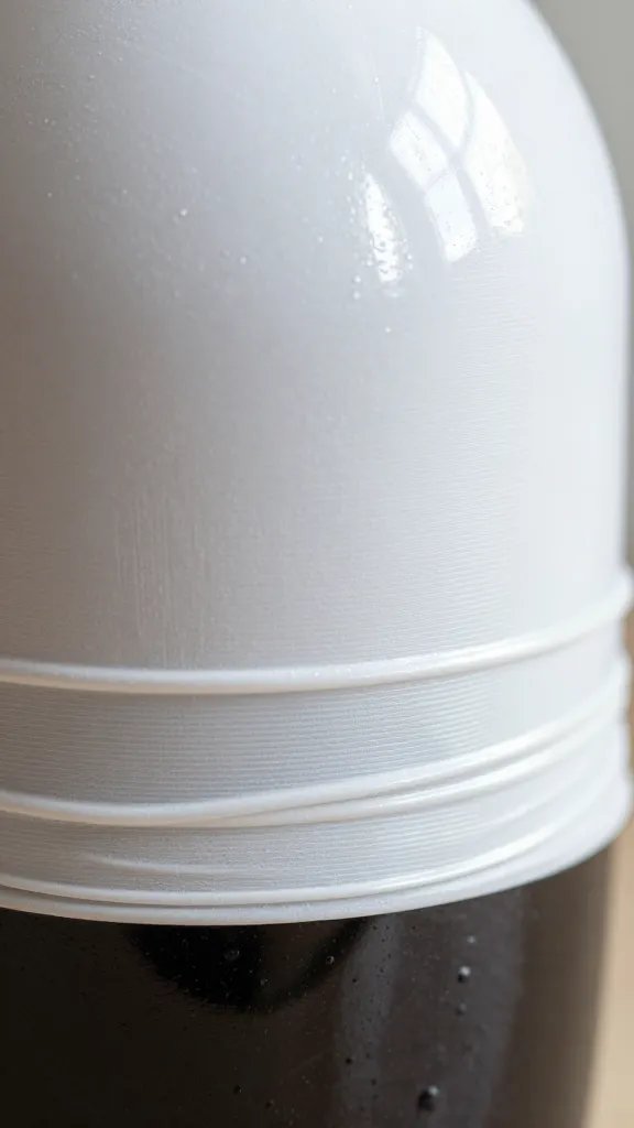 reflective white wrap on dark pot, tight macro