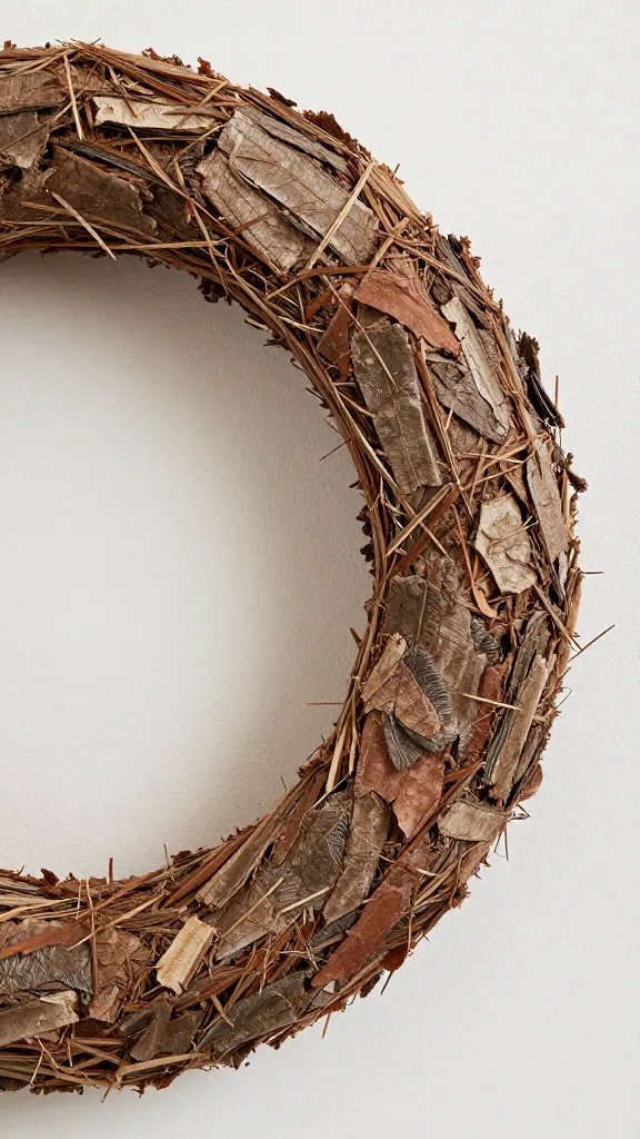 mulch ring against pot wall, coarse bark closeup