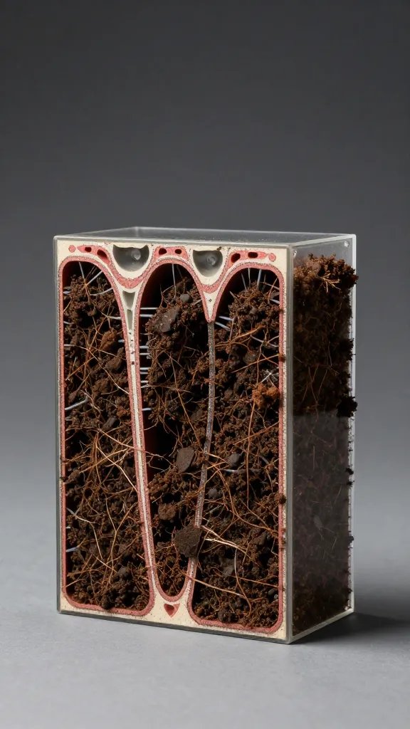 Soil-filled wicking column cross-section, studio lighting
