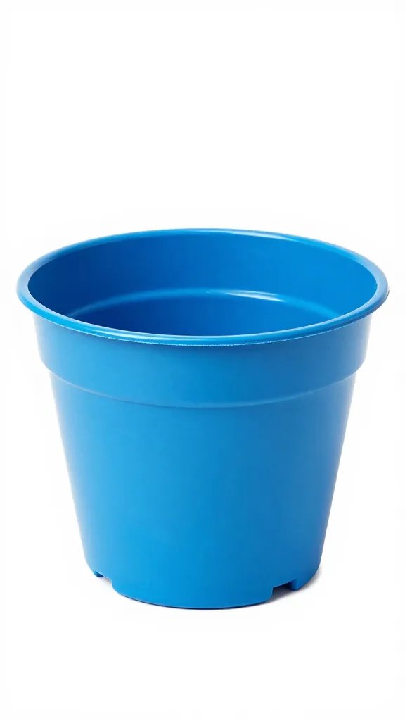 single plastic self-watering pot showing overflow spout