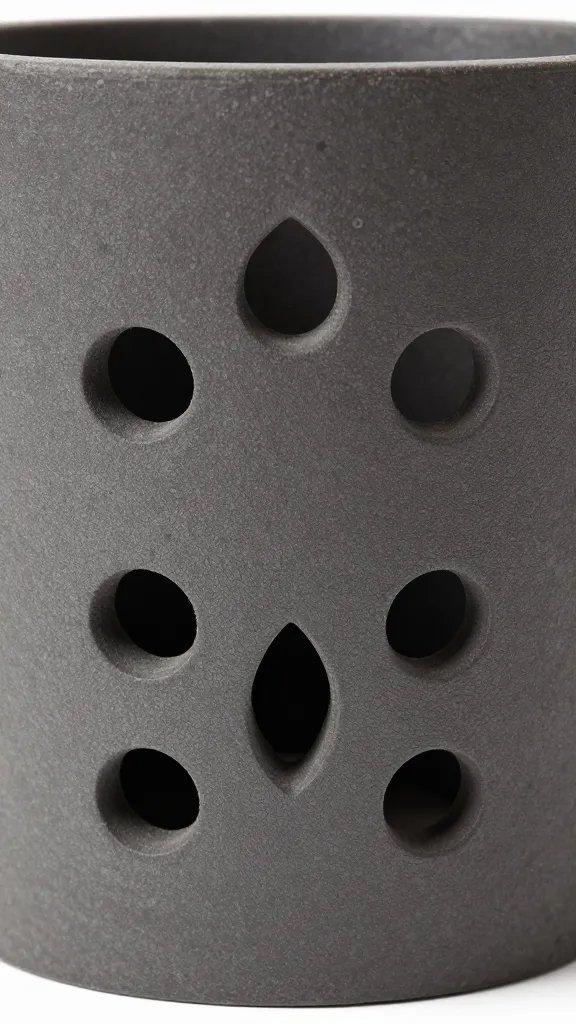 closeup drainage holes under resin planter