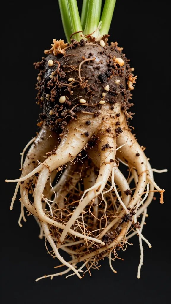macro of circling roots on removed pepper rootball
