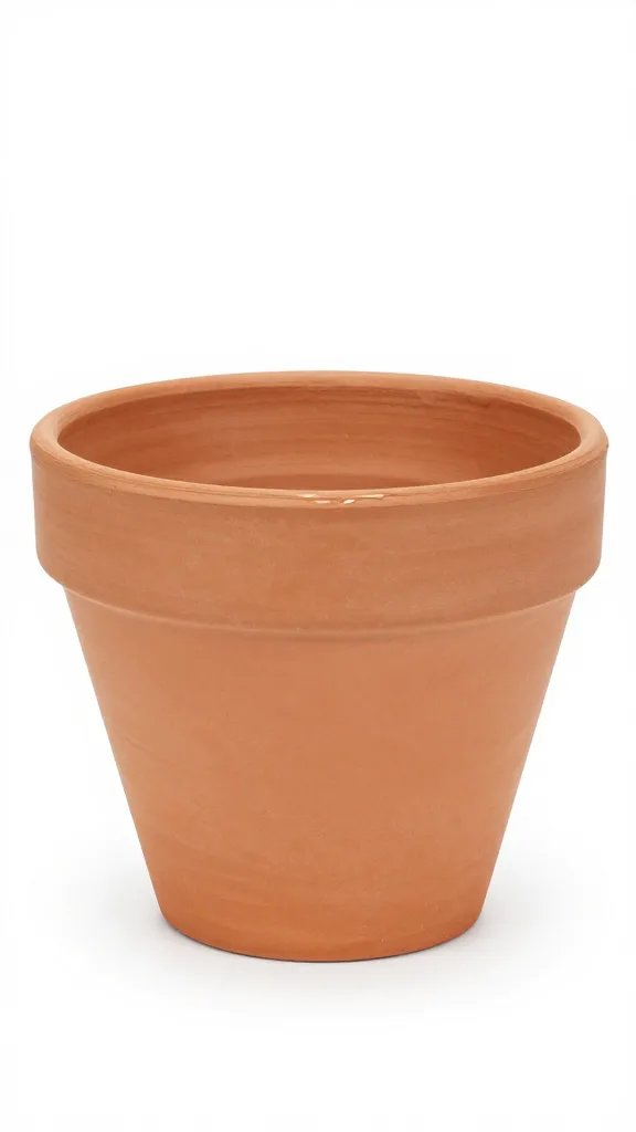 single unglazed terracotta pot with wetting ring on rim