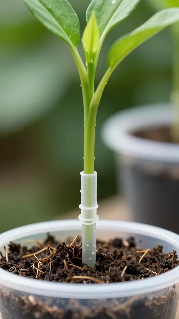 drip emitter watering one container plant root zone