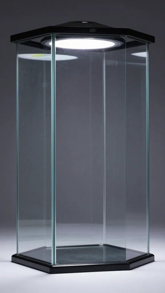 LED grow light reflecting on closed glass terrarium