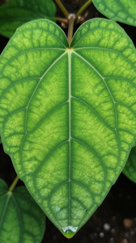 macro of fittonia leaf showing turgid veins in terrarium