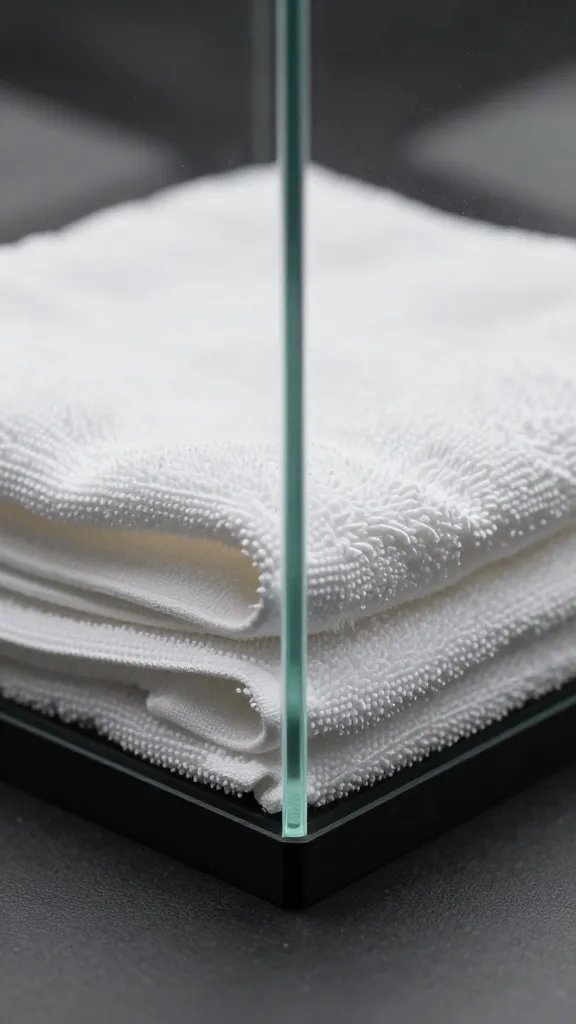terrarium base on folded towel, macro edge detail