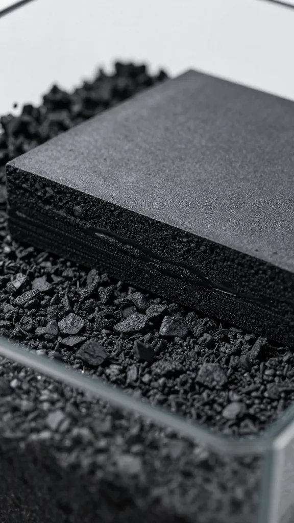 closeup activated charcoal layer in open terrarium