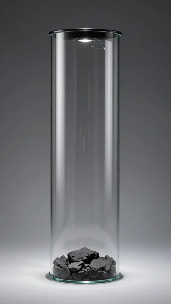 single cylindrical terrarium with pronounced vertical height