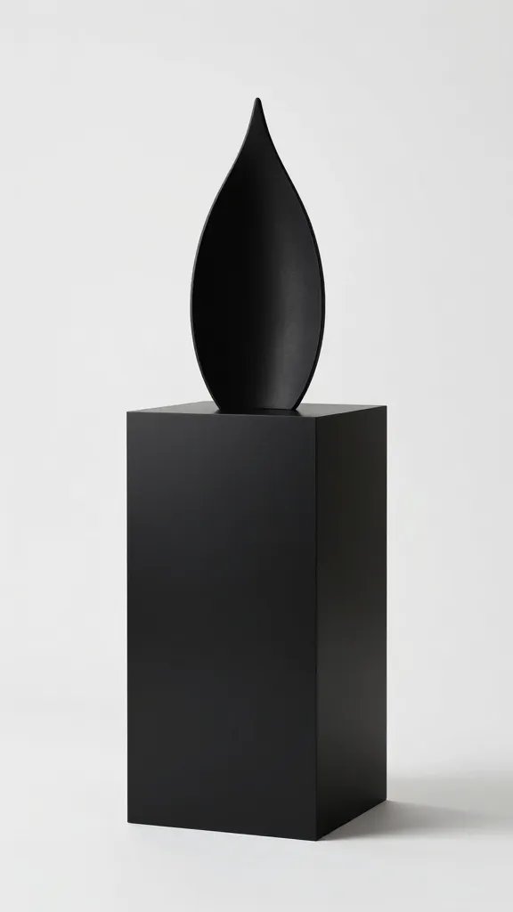 matte black pedestal base terrarium, sculptural silhouette