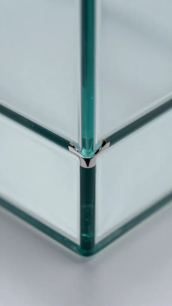 closeup of chipped aquarium corner seal inspection