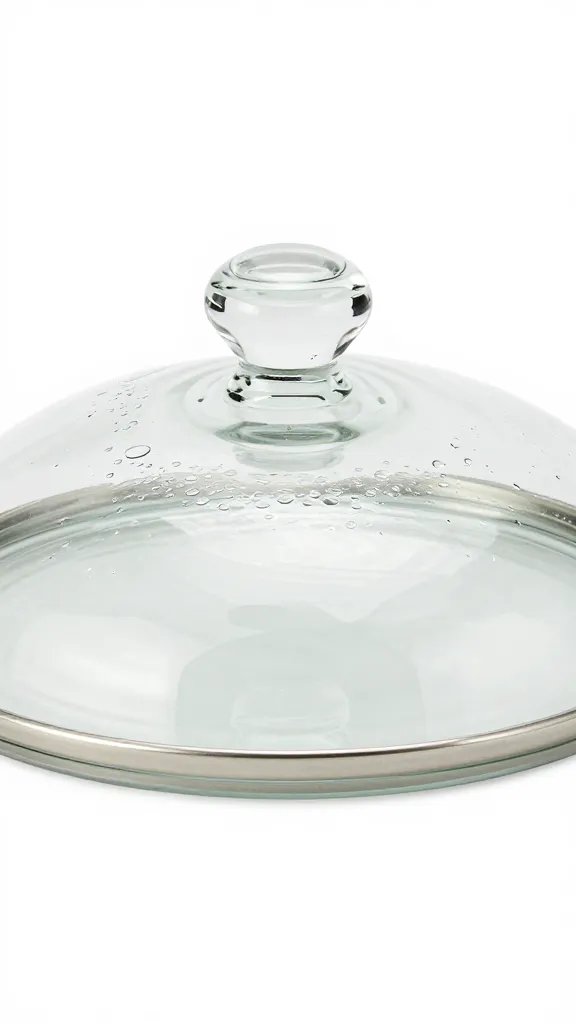 fitted glass lid with condensation beads, edge detail