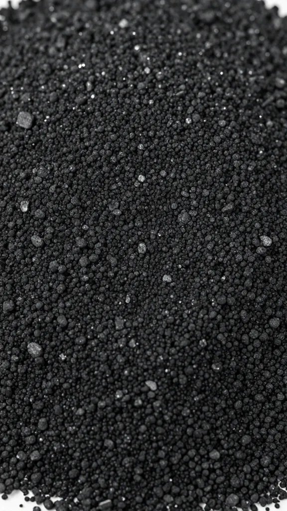 activated charcoal granules in thin even layer, closeup