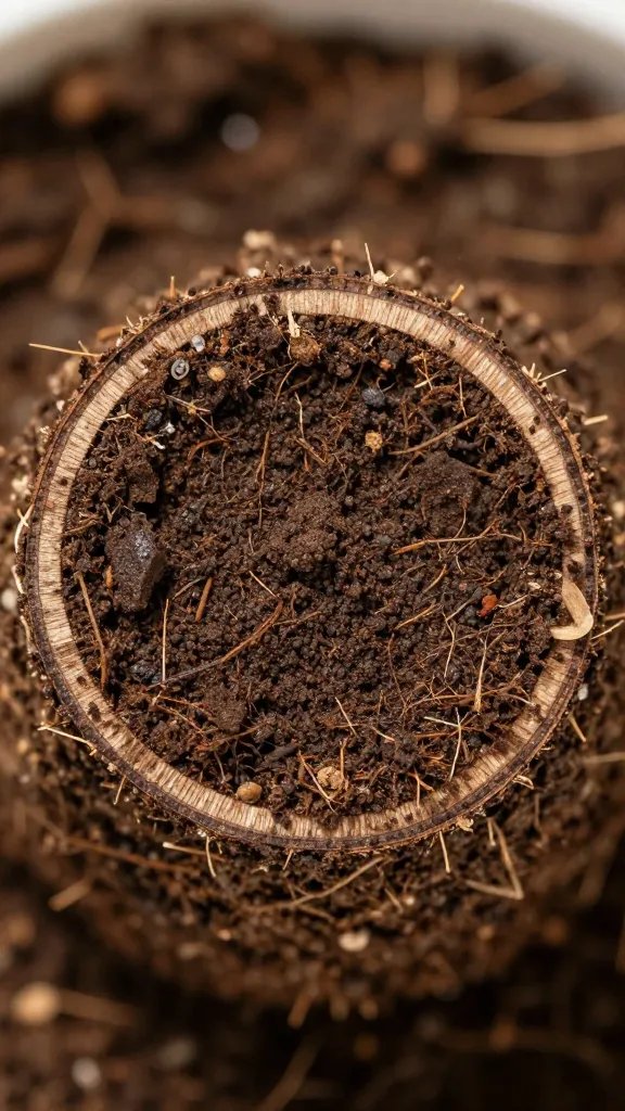 cutaway kokedama showing moist soil core