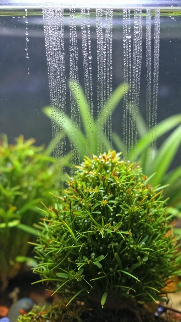 condensation beads on terrarium glass near kokedama