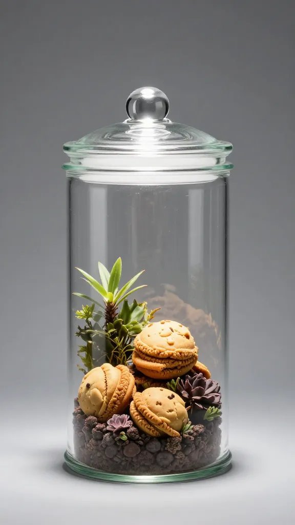vertical-sided cookie jar for terrarium, studio lighting
